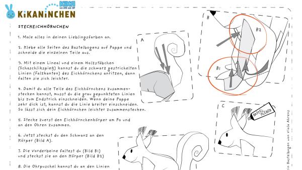 Die Bastelvorlage zum Herunterladen und Ausdrucken für ein Eichhörnchen zum Basteln aus Papier. | Rechte: KiKA