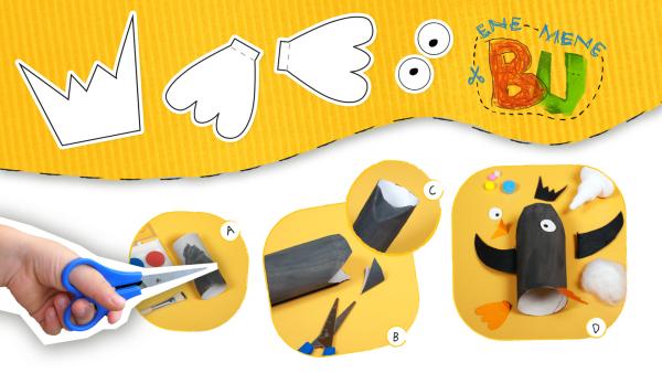 Bastle einen Pinguin aus einer Papierrolle. Die Druckvorlagen helfen dir beim Gestalten. | Rechte: KiKA