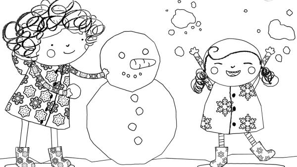 Nele und Nora bauen einen Schneemann | Rechte: KiKA