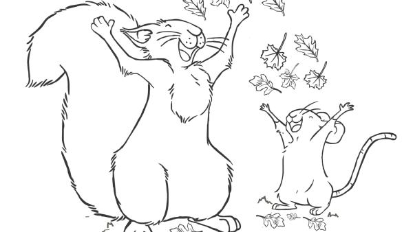 Grauhörnchen und Feldmaus spielen mit Herbstblättern | Rechte: SLR, SCRAWL, KiKA & HR